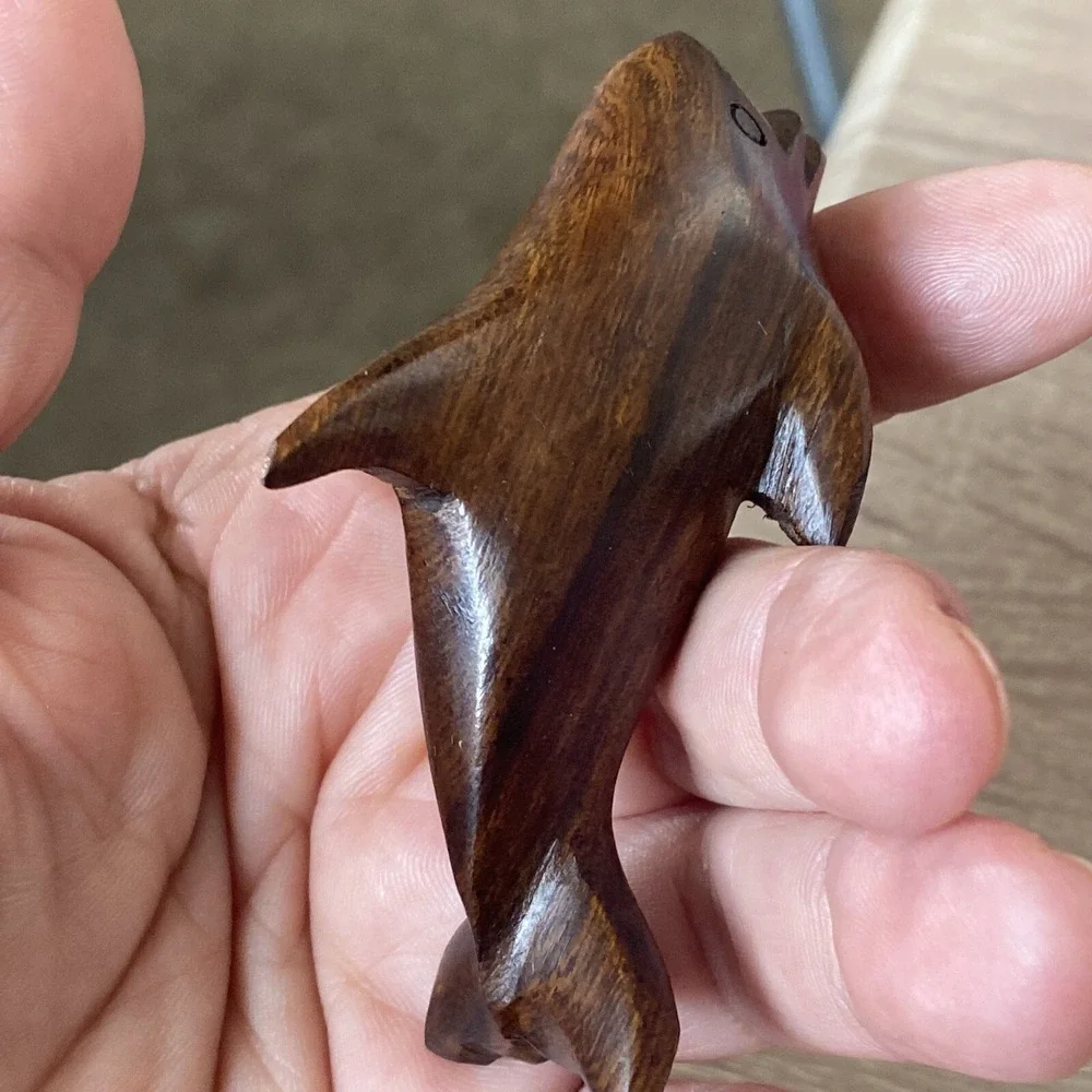 Wooden Hand Carved Dolphin Figurine 3.25
